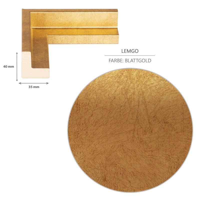 Schattenfugenrahmen Blattgold Optik für Leinwandbilder
