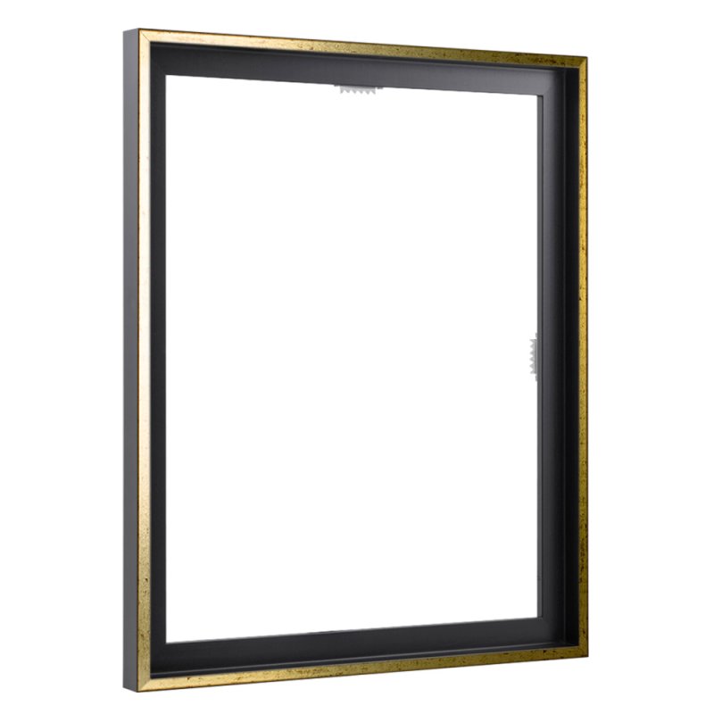 Schattenfugenrahmen Schwarz Gold für Leinwandbilder