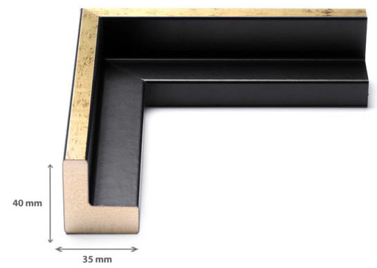 Schattenfugenrahmen Schwarz Gold für Leinwandbilder
